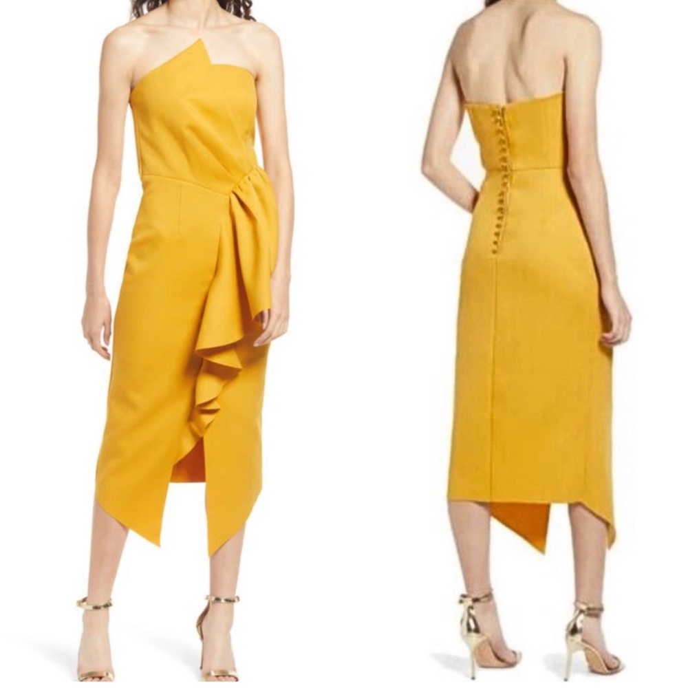 Elliatt Strapless Yellow Dress
